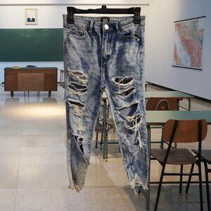 Simple Society Jeans 7/28 Distressed Bleached Medium To Light Wash Cotton *READ*